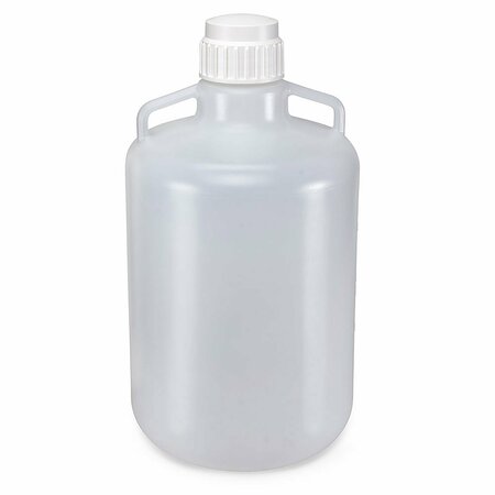 GLOBE SCIENTIFIC Carboys, Round with Handles, Heavy Duty PP, White PP Screwcap, 20 Liter, Molded Graduations 7240020